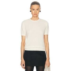 Khaite Pierre SS Cashmere Blend T Shirt Sweater in Cream M